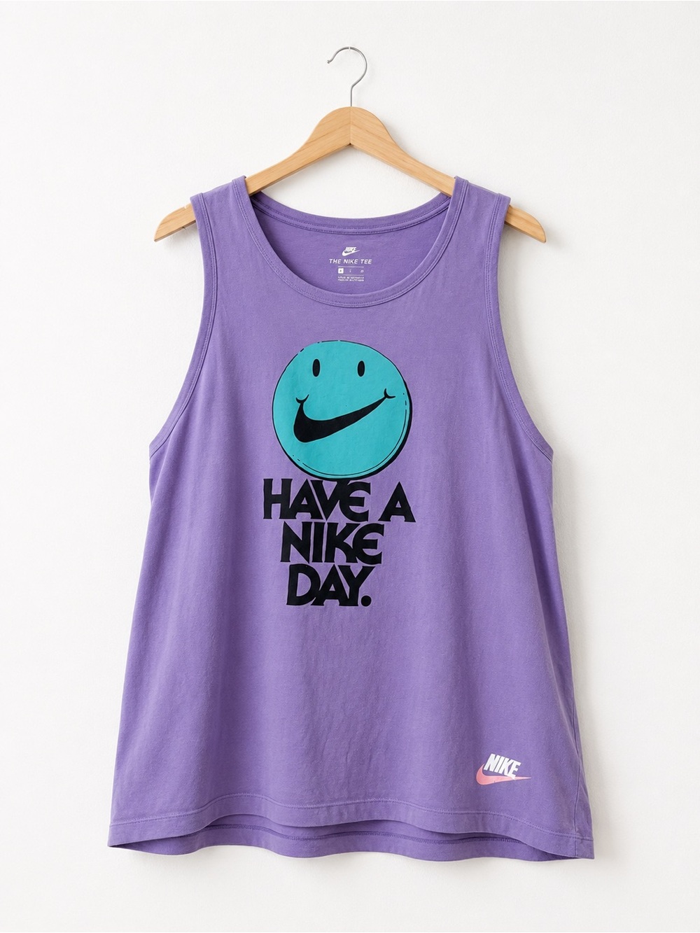 Nike | “Have A Nike Day” Sleeveless Tee | Purple/Teal Retro Graphic